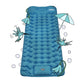 Matelas gonflable  1 personne bleu clair qui est léger, résistant, confortable avec pompe intégrée pour camping, bivouac et plage.